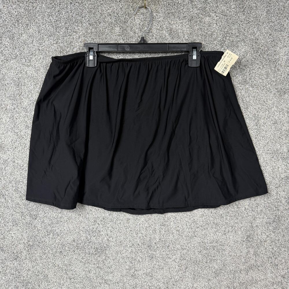 T.H.E. Swimwear Swim Skirt 24W Plus Black Elastic Waist Modest Swimwear Beach